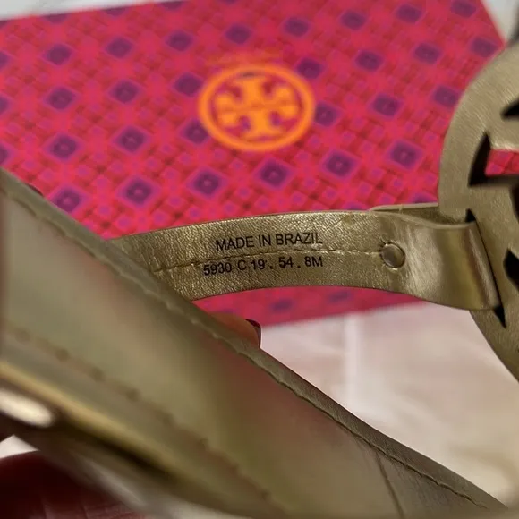 Tory Burch Gold Metallic‎ Miller Sandals. GUC. Size 8. With dust bag.