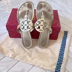 Tory‎ Burch Gold Metallic Miller Sandals. GUC. Size 8. With dust bag.