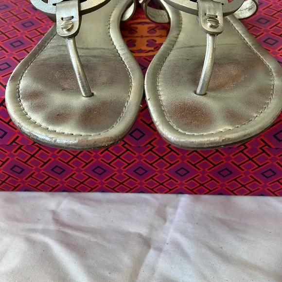 Tory Burch Gold Metallic‎ Miller Sandals. GUC. Size 8. With dust bag.