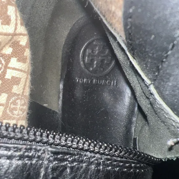 Tory Burch Kiernan Leather Knee High Black Riding Boots Gold Tory Logo Sz 8.5