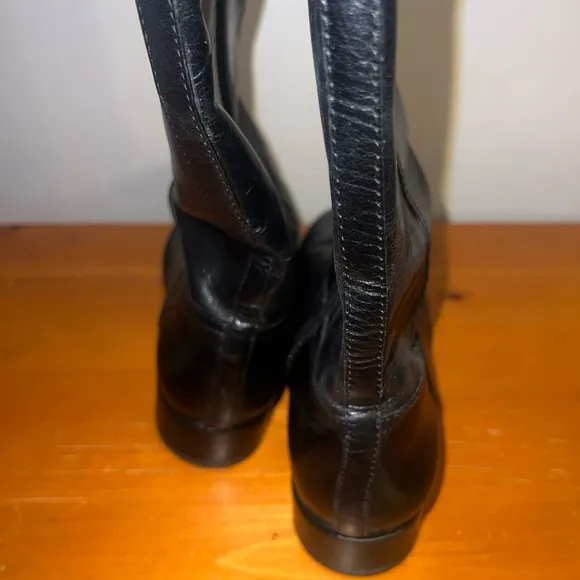 Tory Burch Kiernan Leather Knee High Black Riding Boots Gold Tory Logo Sz 8.5