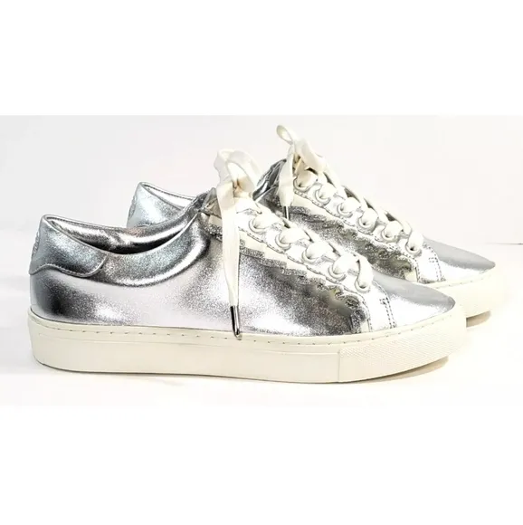 Tory Burch Tory Sport Sneakers, Size 7, Metallic Silver Ruffle *NEW!*