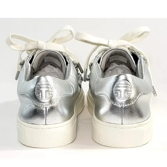 Tory Burch Tory Sport Sneakers, Size 7, Metallic Silver Ruffle *NEW!*