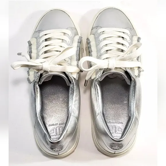 Tory Burch Tory Sport Sneakers, Size 7, Metallic Silver Ruffle *NEW!*