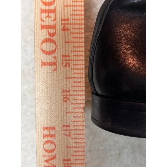 TORY BURCH WOMEN BLACK LEATHER RIDING EQUESTRIAN BOOTS MID CALF Zip US8.5 EUR 39