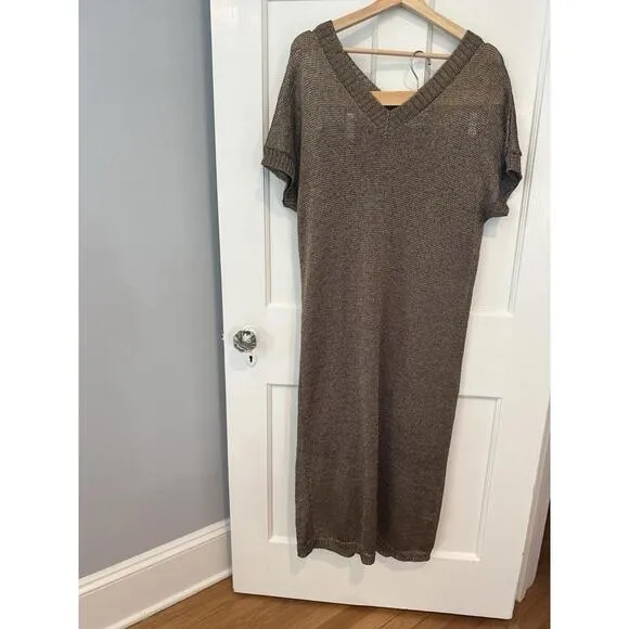 Tuckernuck Bronze Metallic Knit Indie Midi Dress $298 NWT Large L