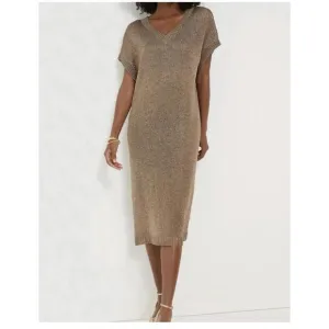 Tuckernuck Bronze Metallic Knit Indie Midi Dress $298 NWT Large L