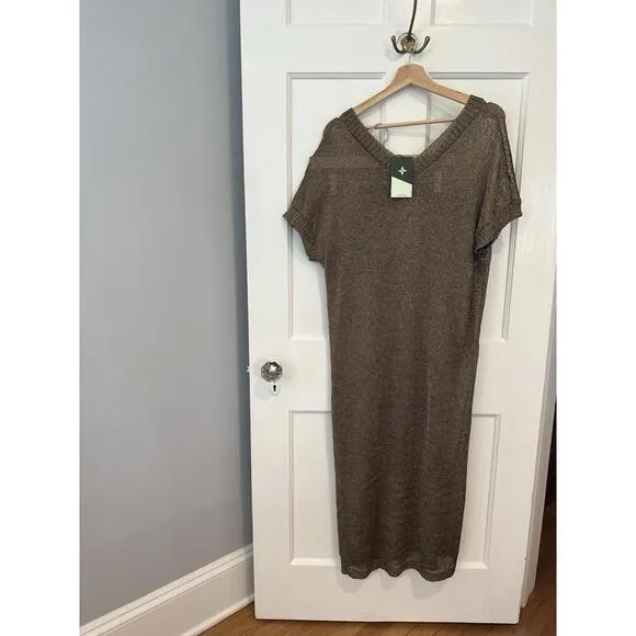 Tuckernuck Bronze Metallic Knit Indie Midi Dress $298 NWT Large L