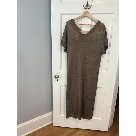 Tuckernuck Bronze Metallic Knit Indie Midi Dress $298 NWT Large L