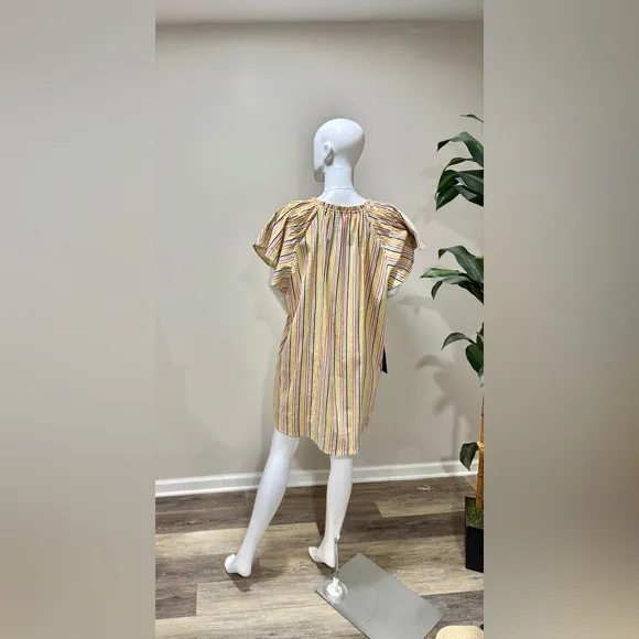 Tuckernuck Pomander Place Flutter Sleeve Dress XXL NWT Rainbow Stripe Cotton
