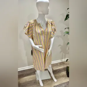 Tuckernuck Pomander Place Flutter Sleeve Dress XXL NWT Rainbow Stripe Cotton