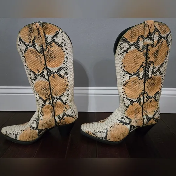 Twisted X Leather Western Snake Skin Look Cowboy Boots Women’s SZ 9.5 B