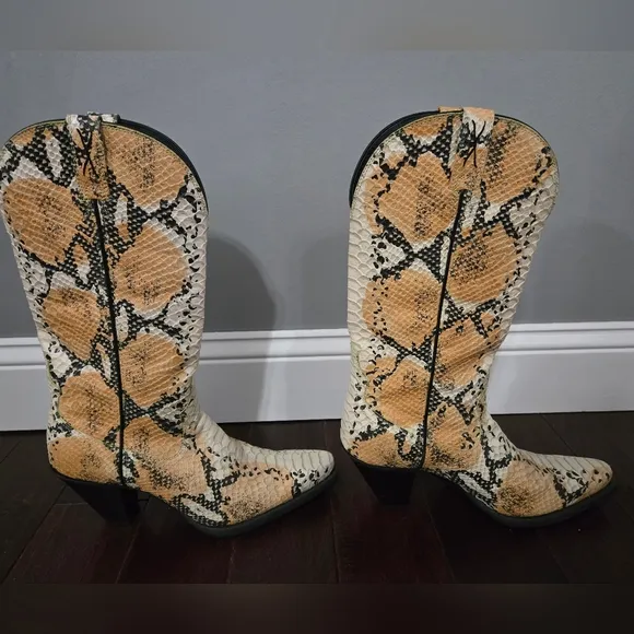 Twisted X Leather Western Snake Skin Look Cowboy Boots Women’s SZ 9.5 B