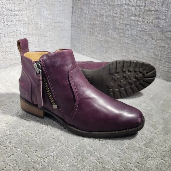 Ugg Aureo Women's Size 6M US Purple Leather Side Zip Ankle Boots 1098314