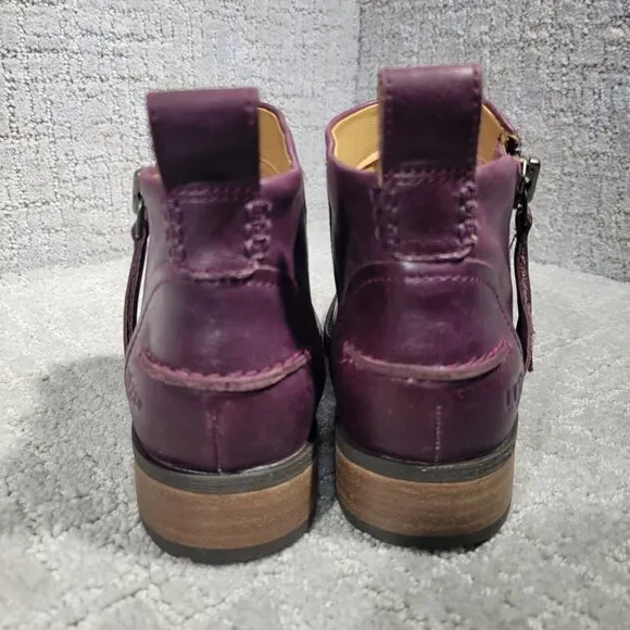 Ugg Aureo Women's Size 6M US Purple Leather Side Zip Ankle Boots 1098314