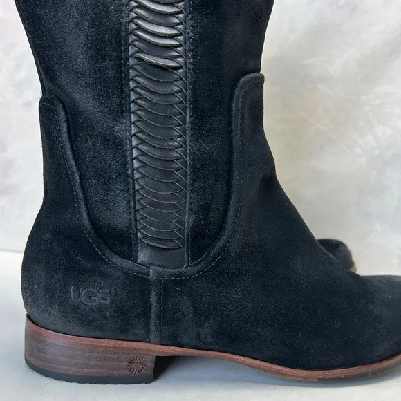 UGG Australia Annisa Suede Leather Genuine Sheep Skin Black Boots