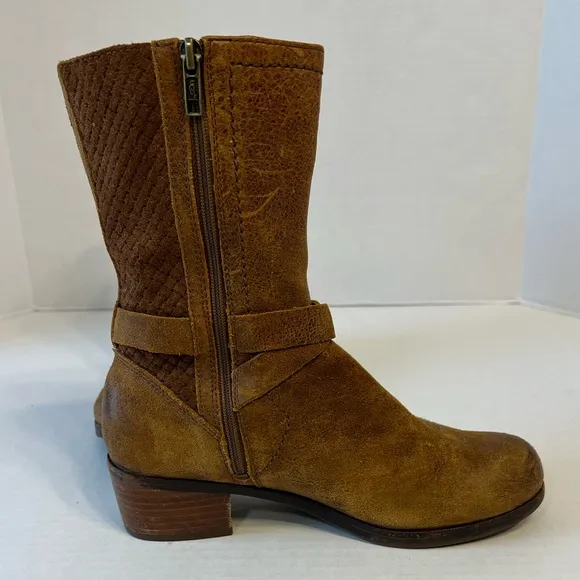 Ugg Australia Lula Mae‎ Distressed Leather Boots  Chestnut 1004171 Women’s 7.5