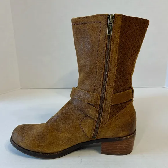 Ugg Australia Lula Mae‎ Distressed Leather Boots  Chestnut 1004171 Women’s 7.5