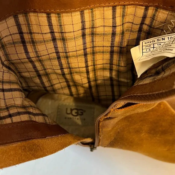 Ugg Australia Lula Mae‎ Distressed Leather Boots  Chestnut 1004171 Women’s 7.5