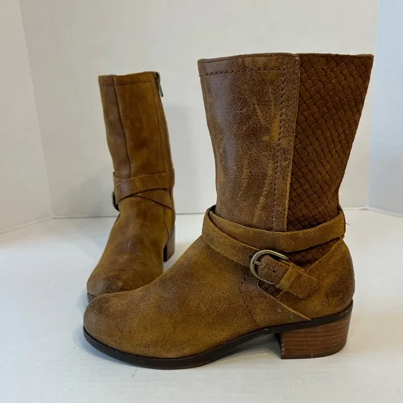 Ugg Australia Lula Mae‎ Distressed Leather Boots  Chestnut 1004171 Women’s 7.5