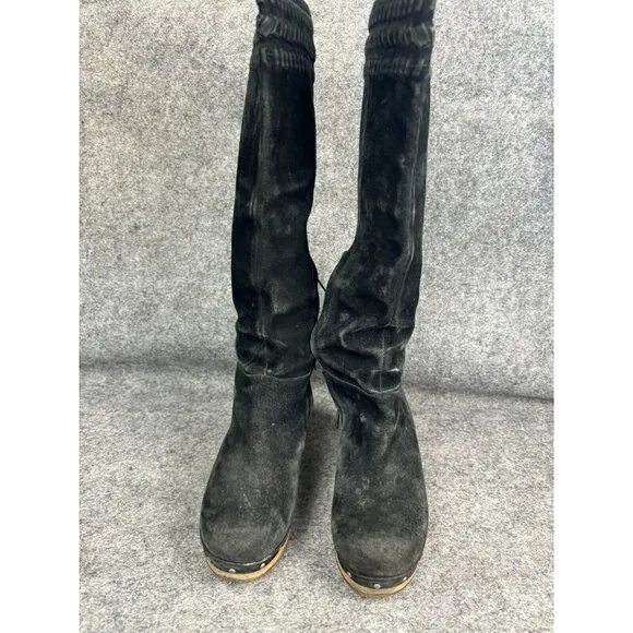 UGG Australia Rosabella Heeled Boots Women's 6 Black Suede Leather Studded Zip