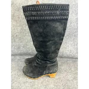 UGG Australia Rosabella Heeled Boots Women's 6 Black Suede Leather Studded Zip