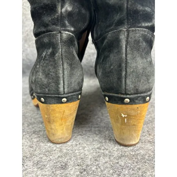 UGG Australia Rosabella Heeled Boots Women's 6 Black Suede Leather Studded Zip