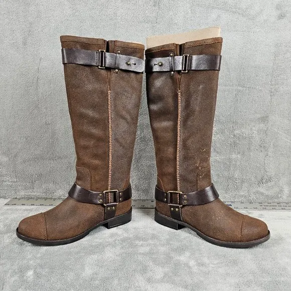 UGG Australia W Dree Boots womens 7.5 suede leather knee high harness