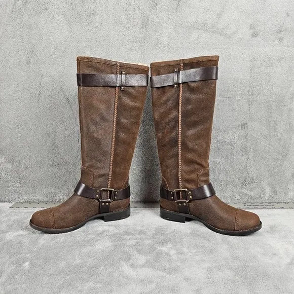 UGG Australia W Dree Boots womens 7.5 suede leather knee high harness