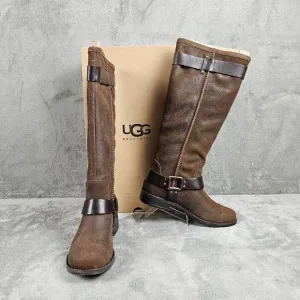 UGG Australia W Dree Boots womens 7.5 suede leather knee high harness