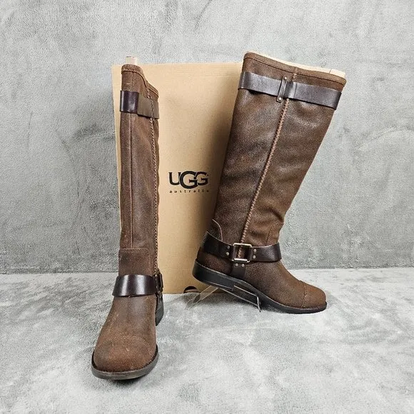 UGG Australia W Dree Boots womens 7.5 suede leather knee high harness
