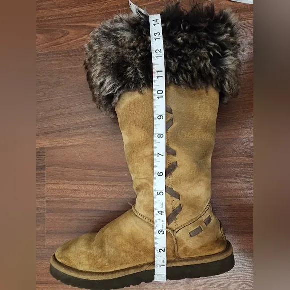 UGG Australia Women's &quot;Rosana&quot; Tall Shearling Boots Chestnut Size 8