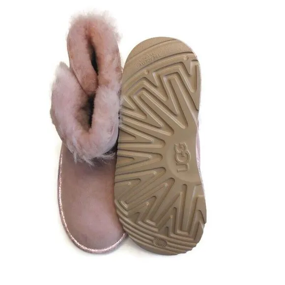 UGG Bailey Button Star Suede Boots #1107969K Pink Crystal Big Kids 5 Womens Sz 6