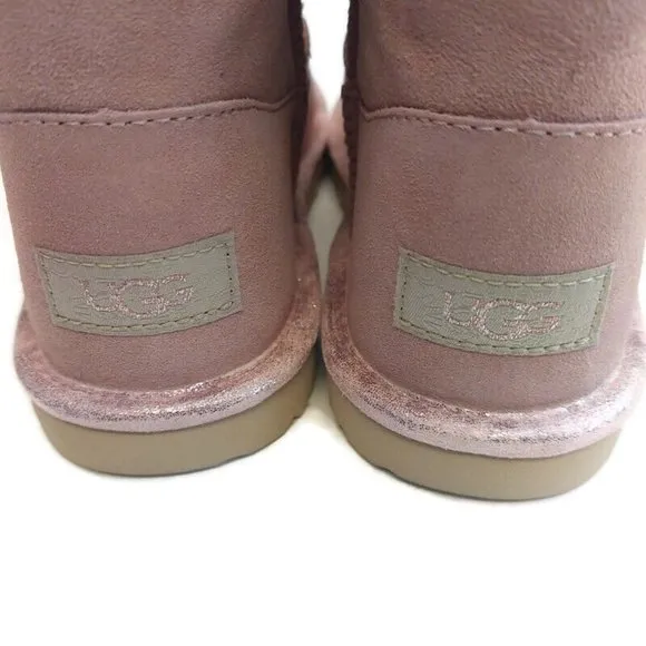 UGG Bailey Button Star Suede Boots #1107969K Pink Crystal Big Kids 5 Womens Sz 6