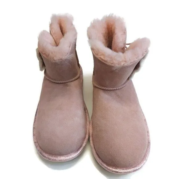 UGG Bailey Button Star Suede Boots #1107969K Pink Crystal Big Kids 5 Womens Sz 6