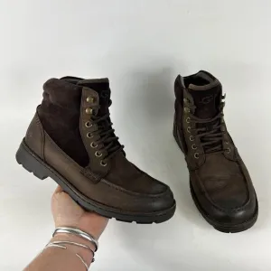 Ugg Barrington Boots mens size 7 brown leather waterproof lace up lined shoes