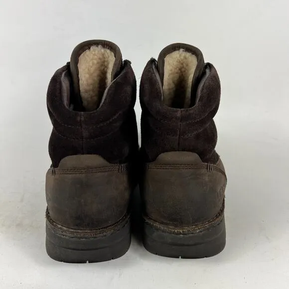 Ugg Barrington Boots mens size 7 brown leather waterproof lace up lined shoes