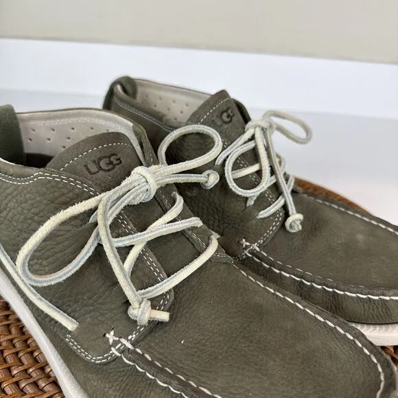 UGG Beach Moc Men's Nubuck Moccasin Chukka Boots in Moss Green Size 10