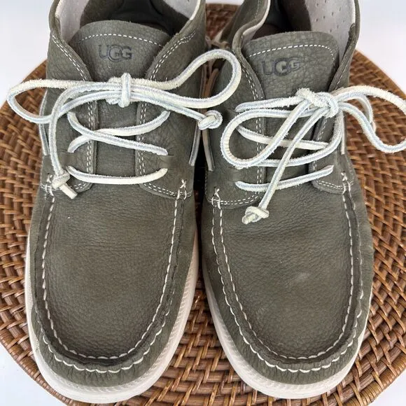 UGG Beach Moc Men's Nubuck Moccasin Chukka Boots in Moss Green Size 10