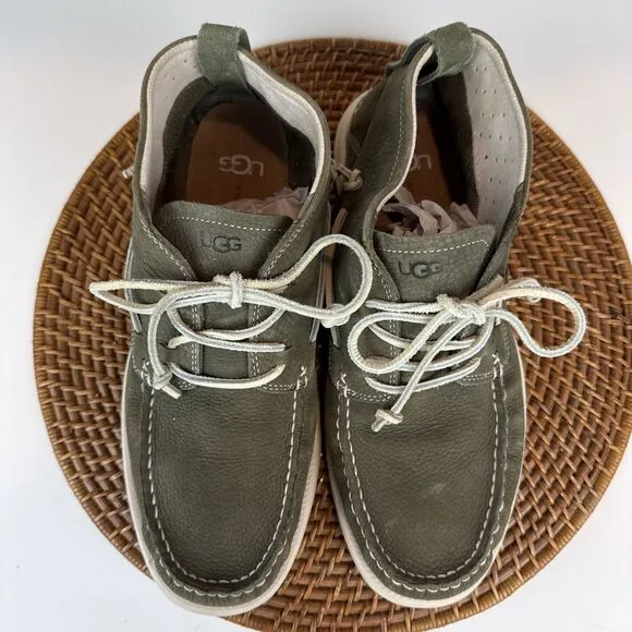 UGG Beach Moc Men's Nubuck Moccasin Chukka Boots in Moss Green Size 10