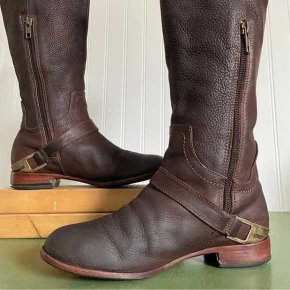 UGG CHANNING Pebbled Leather Riding Boots #3184