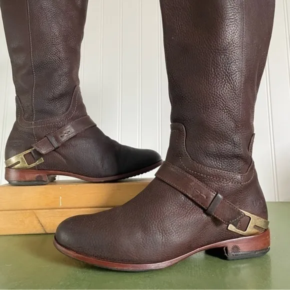 UGG CHANNING Pebbled Leather Riding Boots #3184