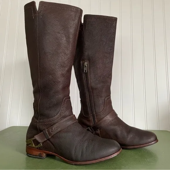UGG CHANNING Pebbled Leather Riding Boots #3184