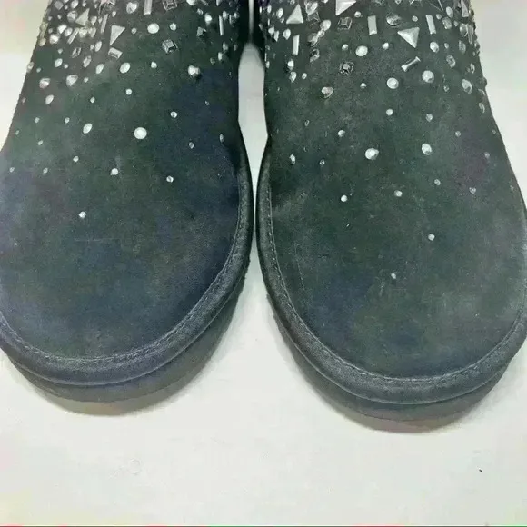 UGG Classic Galaxy Mini Bling Boots Black Suede Women’s Sz 7 MSRP&amp;180