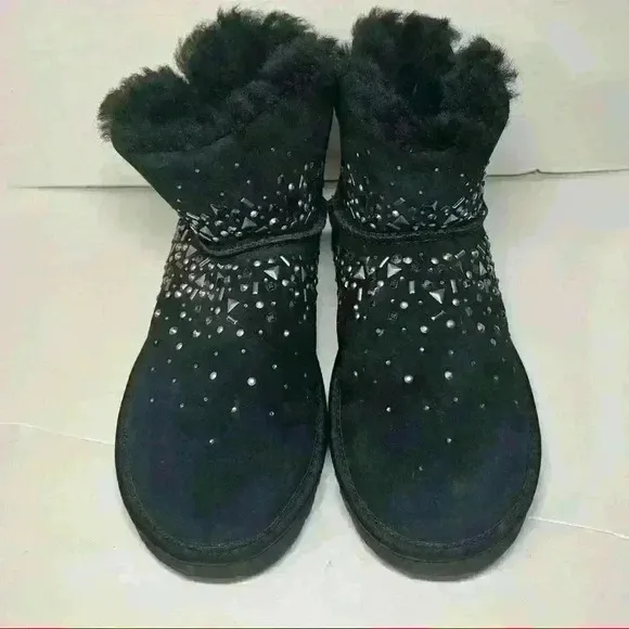 UGG Classic Galaxy Mini Bling Boots Black Suede Women’s Sz 7 MSRP&amp;180