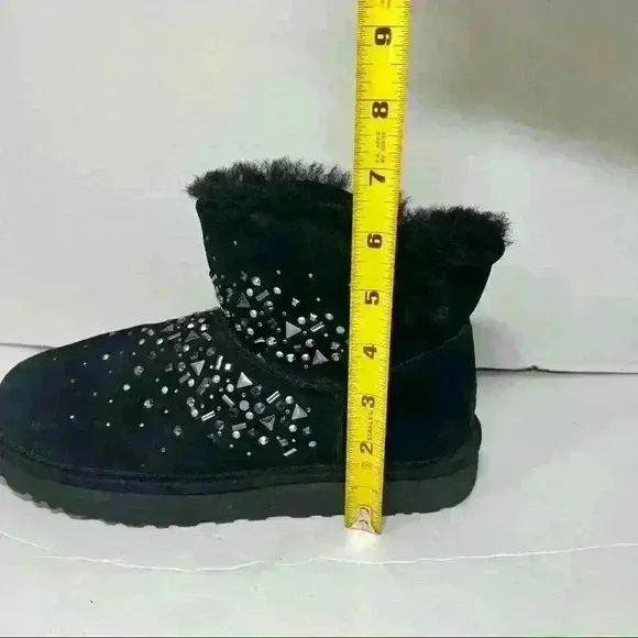 UGG Classic Galaxy Mini Bling Boots Black Suede Women’s Sz 7 MSRP&amp;180