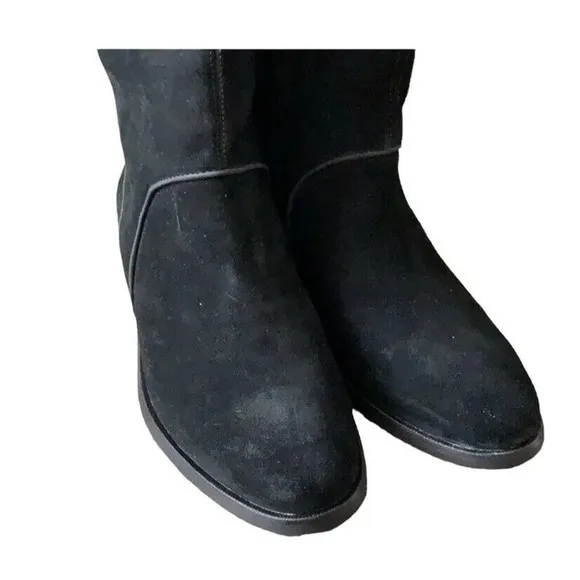 UGG Daley Women 7.5 Black Suede Knee High Tall Riding Boots Side Zip