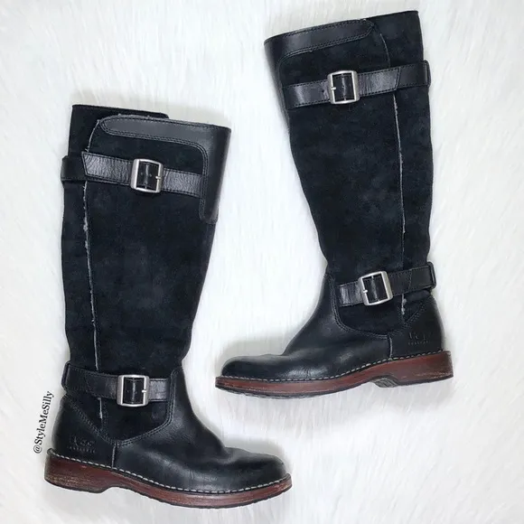 Ugg “Dunwich” suede and leather boots with buckles