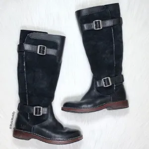 Ugg “Dunwich” suede and leather boots with buckles