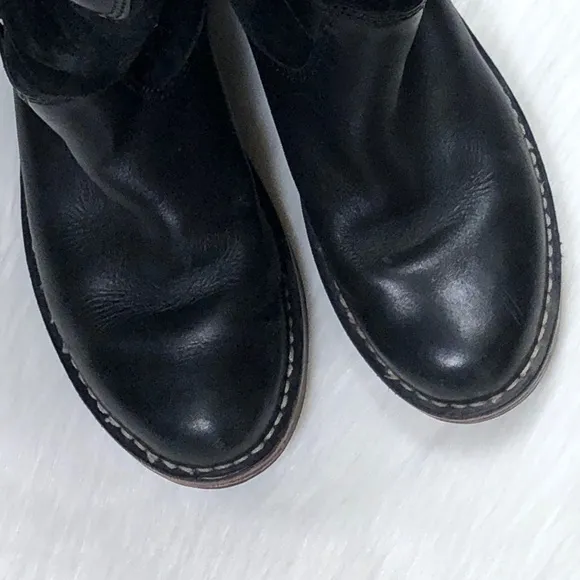 Ugg “Dunwich” suede and leather boots with buckles